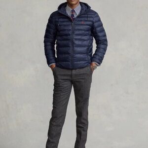 Polo Ralph Lauren Packable Mens Navy Pony Logo Hooded Down Alt Puffer Jacket